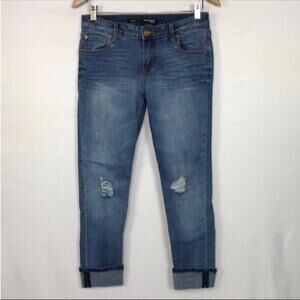 Underground Soul Cropped Tomboy Jeans Womens Mid Blue Wash Size 3